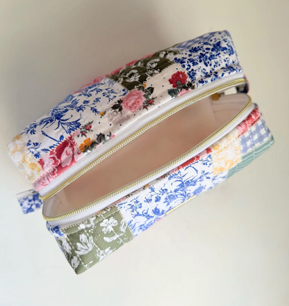 Regency Rose Quilted Makeup Bag – 100% Cotton Carryall