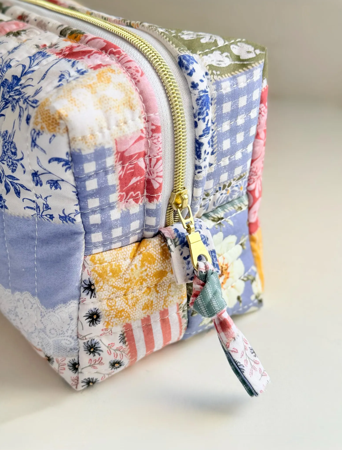 Regency Rose Quilted Makeup Bag – 100% Cotton Carryall