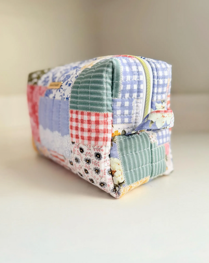 Regency Rose Quilted Makeup Bag – 100% Cotton Carryall